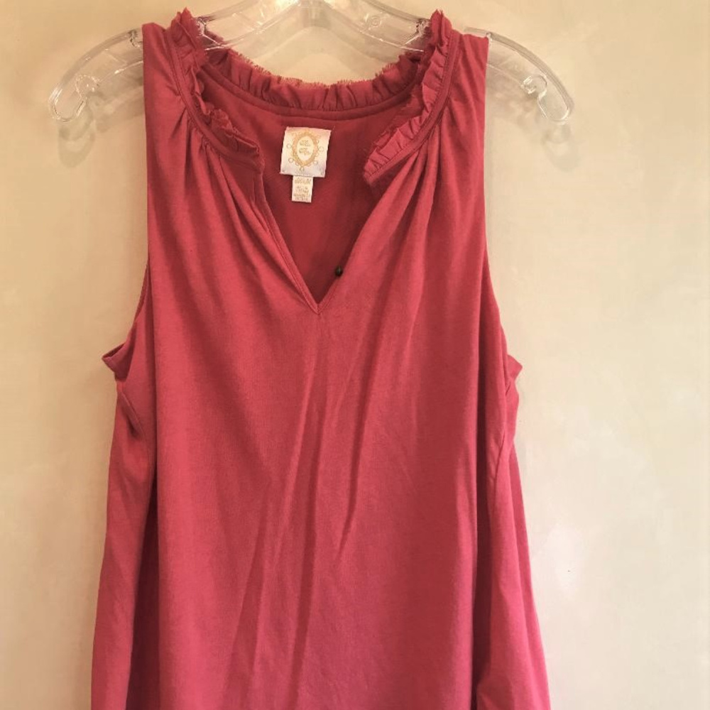 Anthropologie Ric Rac  Chiffon Back Coral Top MED